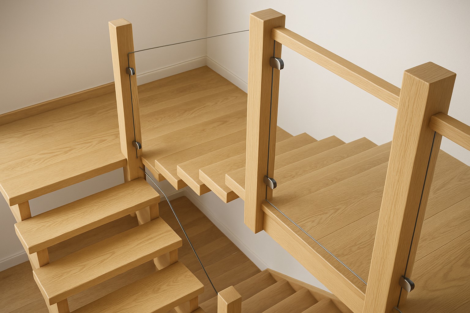 Escalera moderna de madera clara